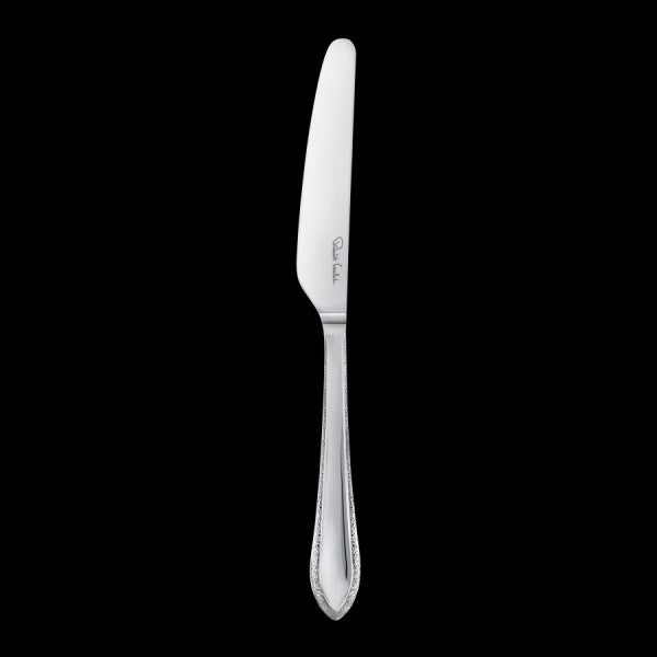 Silbernes Messer auf schwarzem Hintergrund.