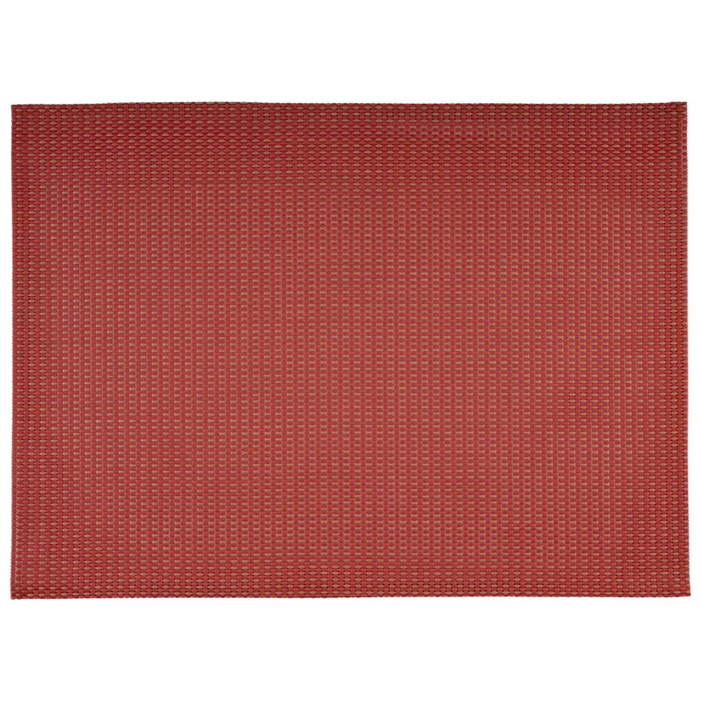Rotes, strukturiertes Tischset aus Kunststoff.