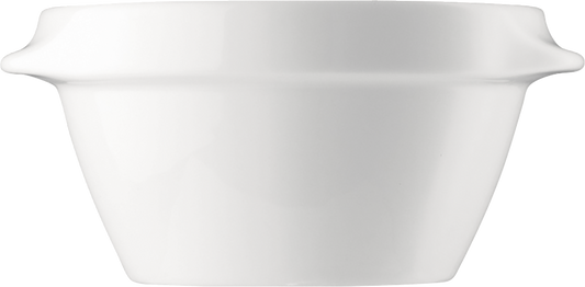 Weiße Porzellanschale, schlichtes Design.