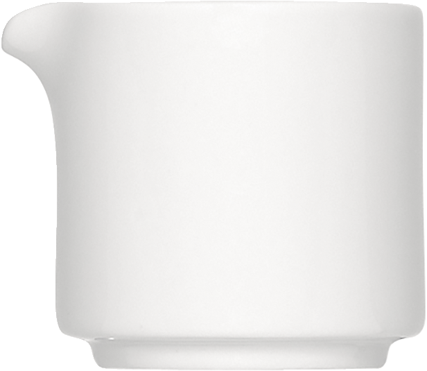 Weißer Porzellan-Messbecher ohne Griff.