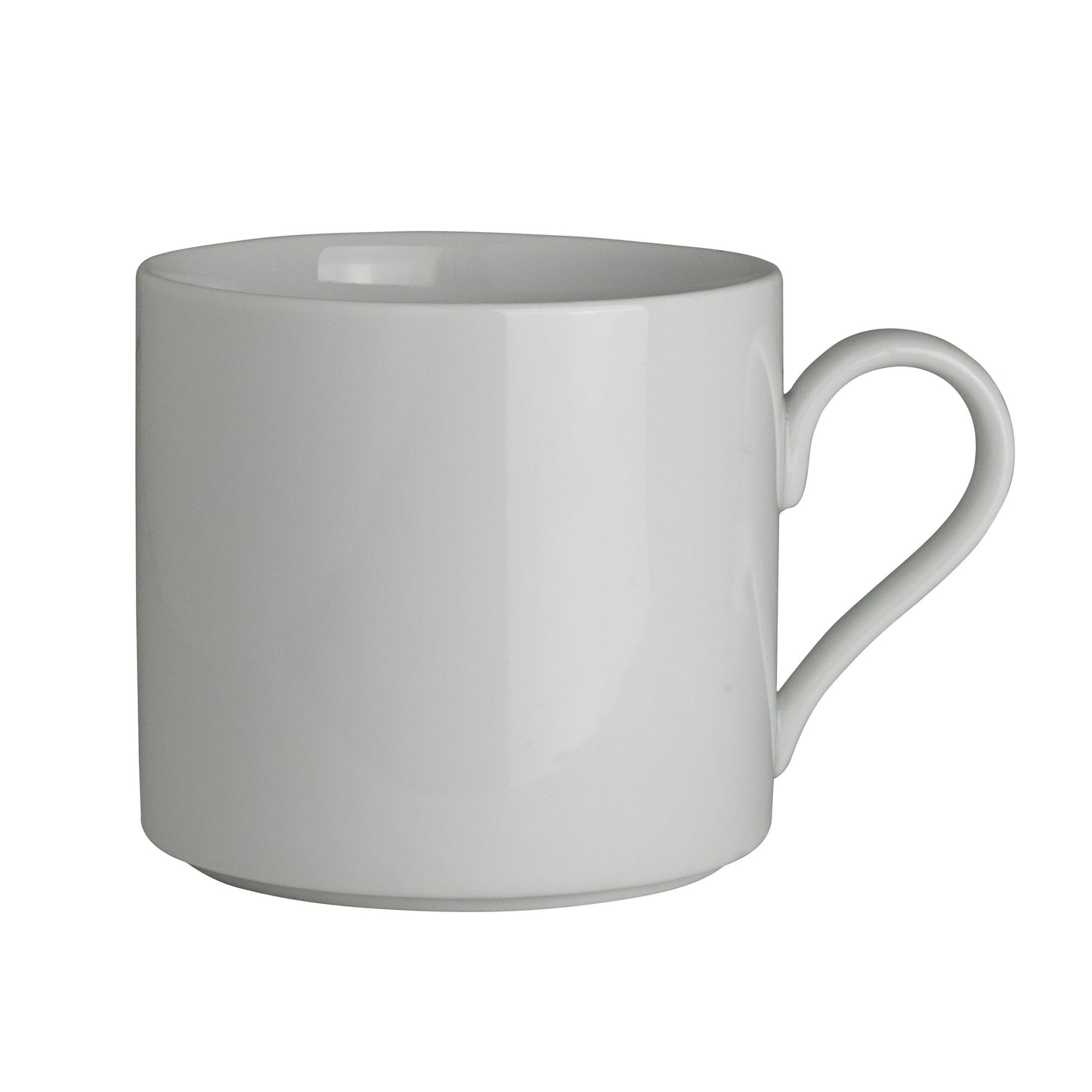 Weiße Porzellantasse mit Henkel.