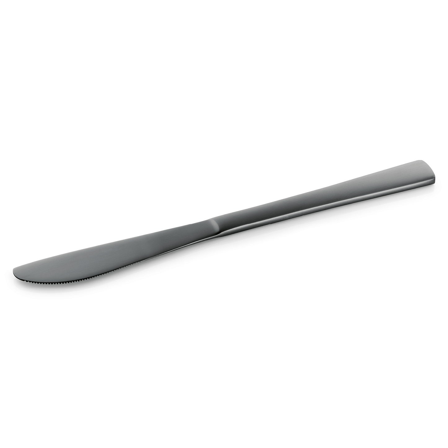 Silbernes Buttermesser auf Weiß.