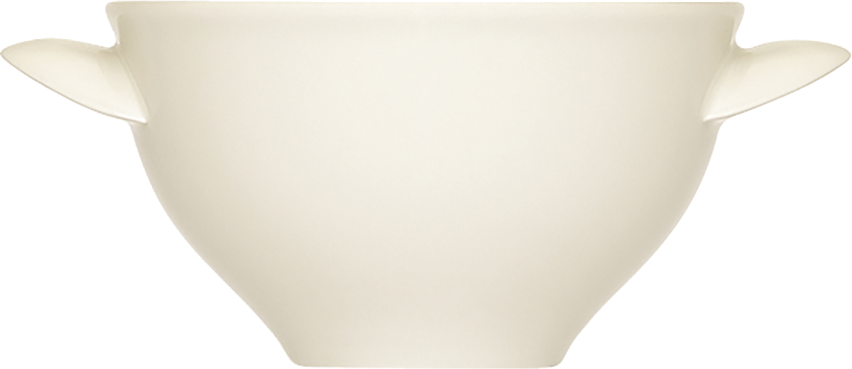 Weiße Schüssel mit Henkeln.