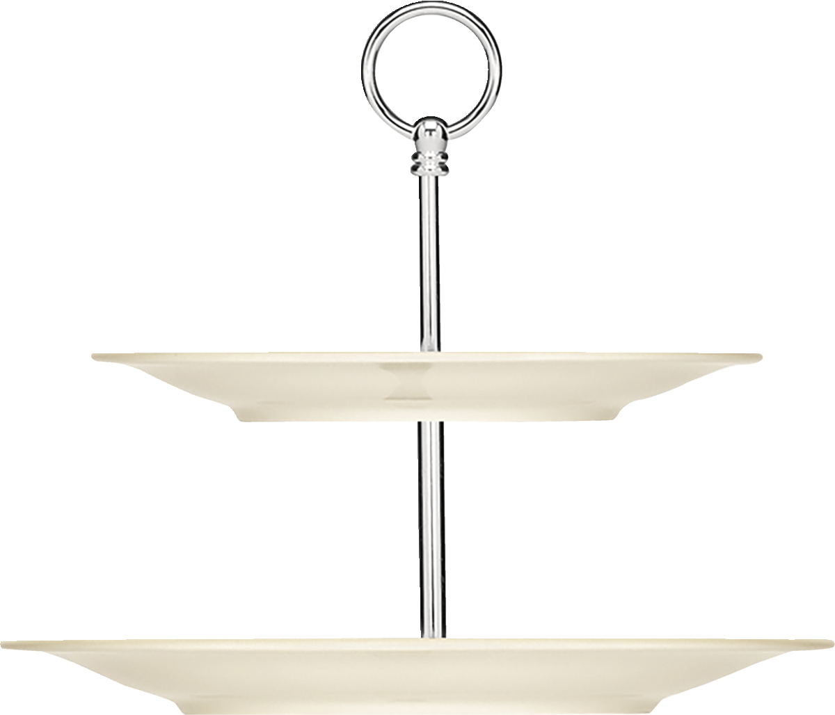 Zweistöckige Etagere mit Tellern.