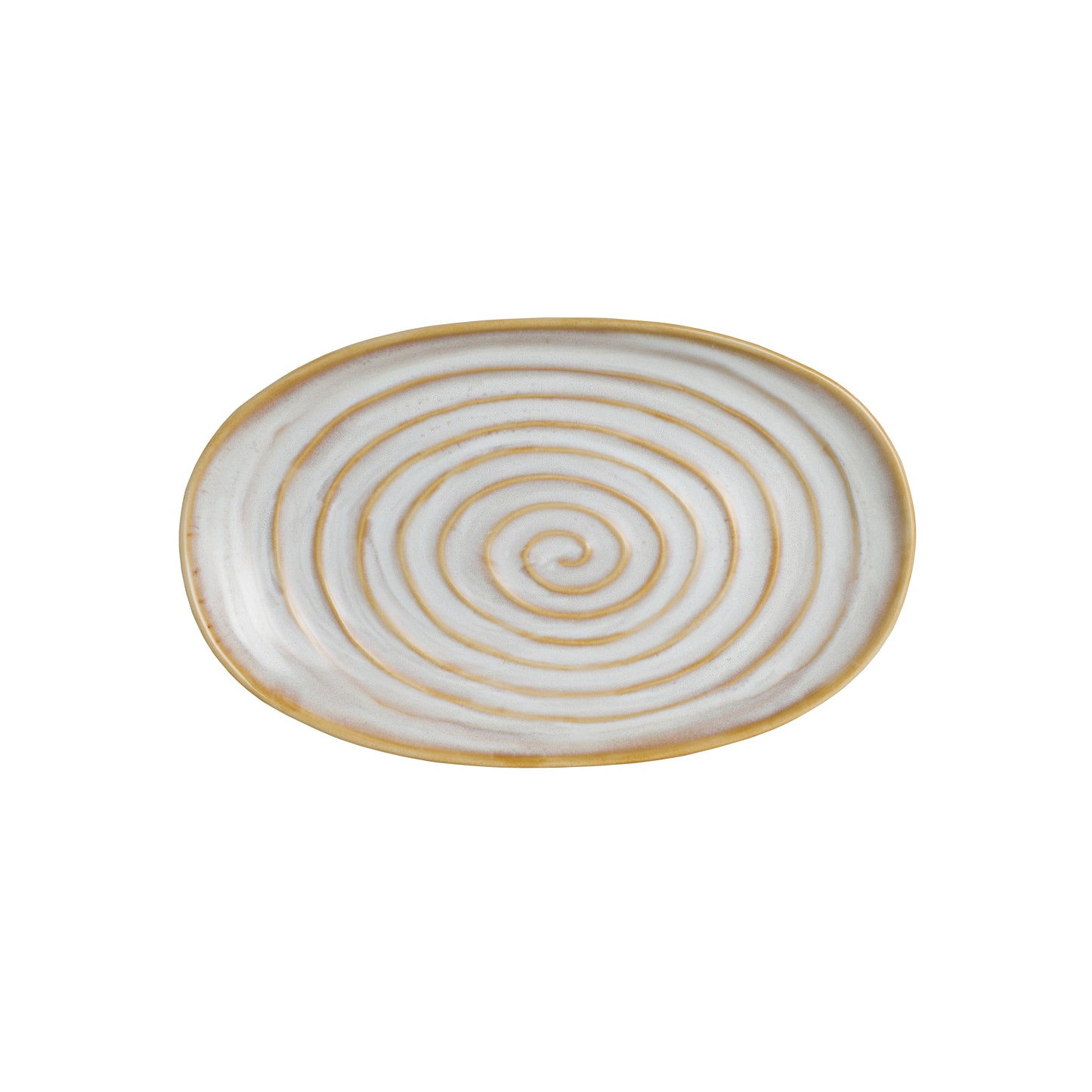 Ovaler Teller mit Spiralmuster.