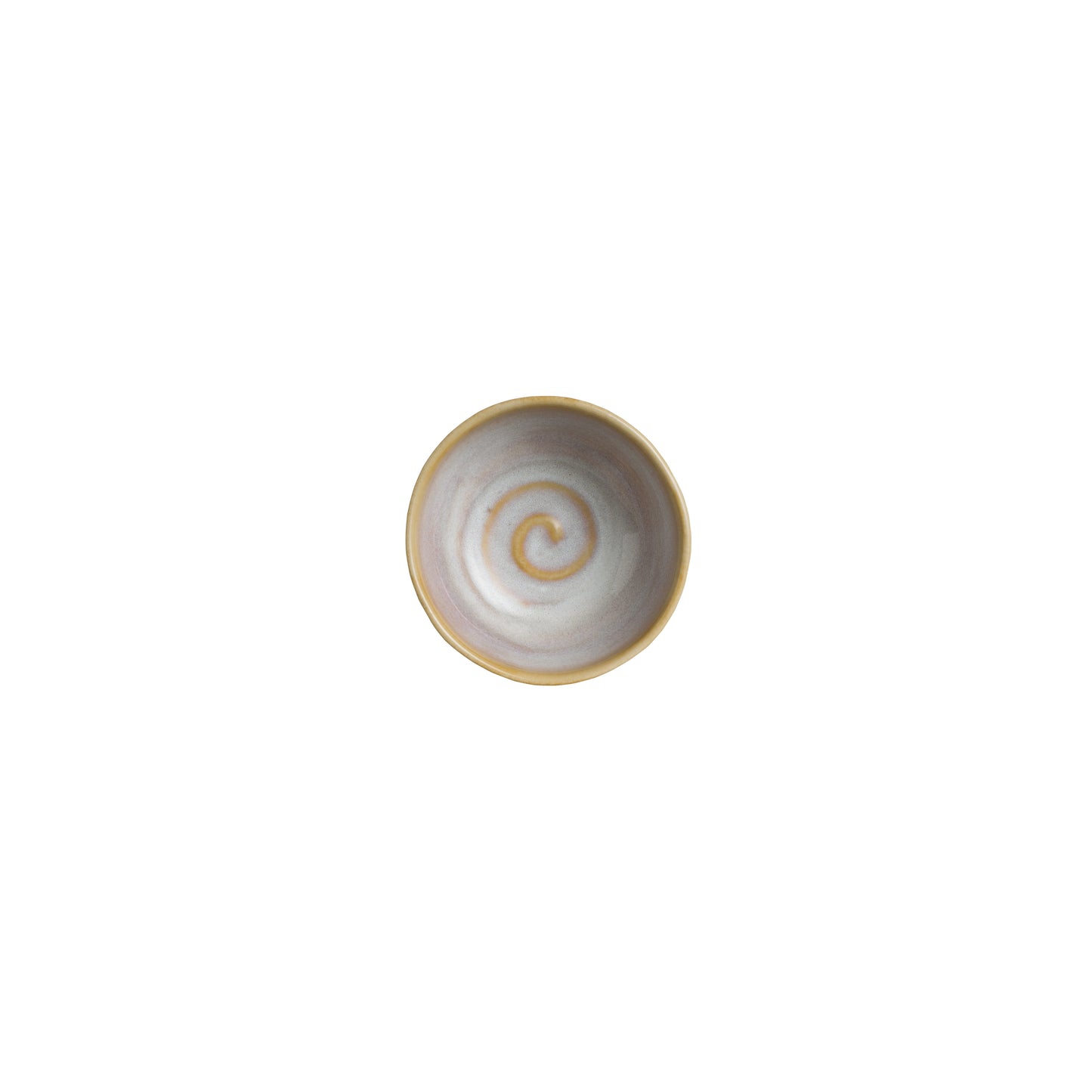 Leere, spiralförmige Keramikschale oben.