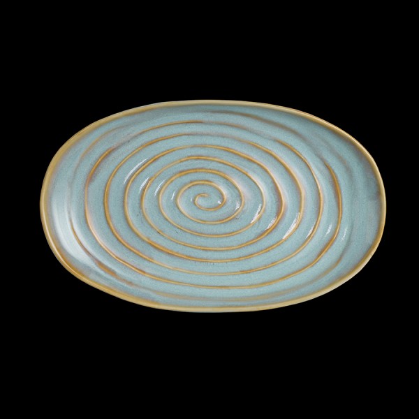 Ovaler Teller mit Spiralmuster.