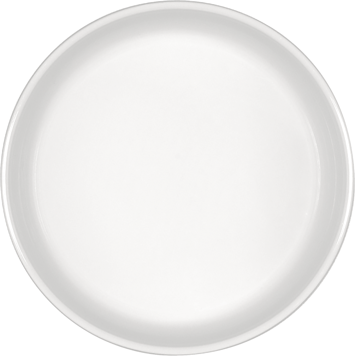 Weiße, runde Porzellanschale, seitlich.
