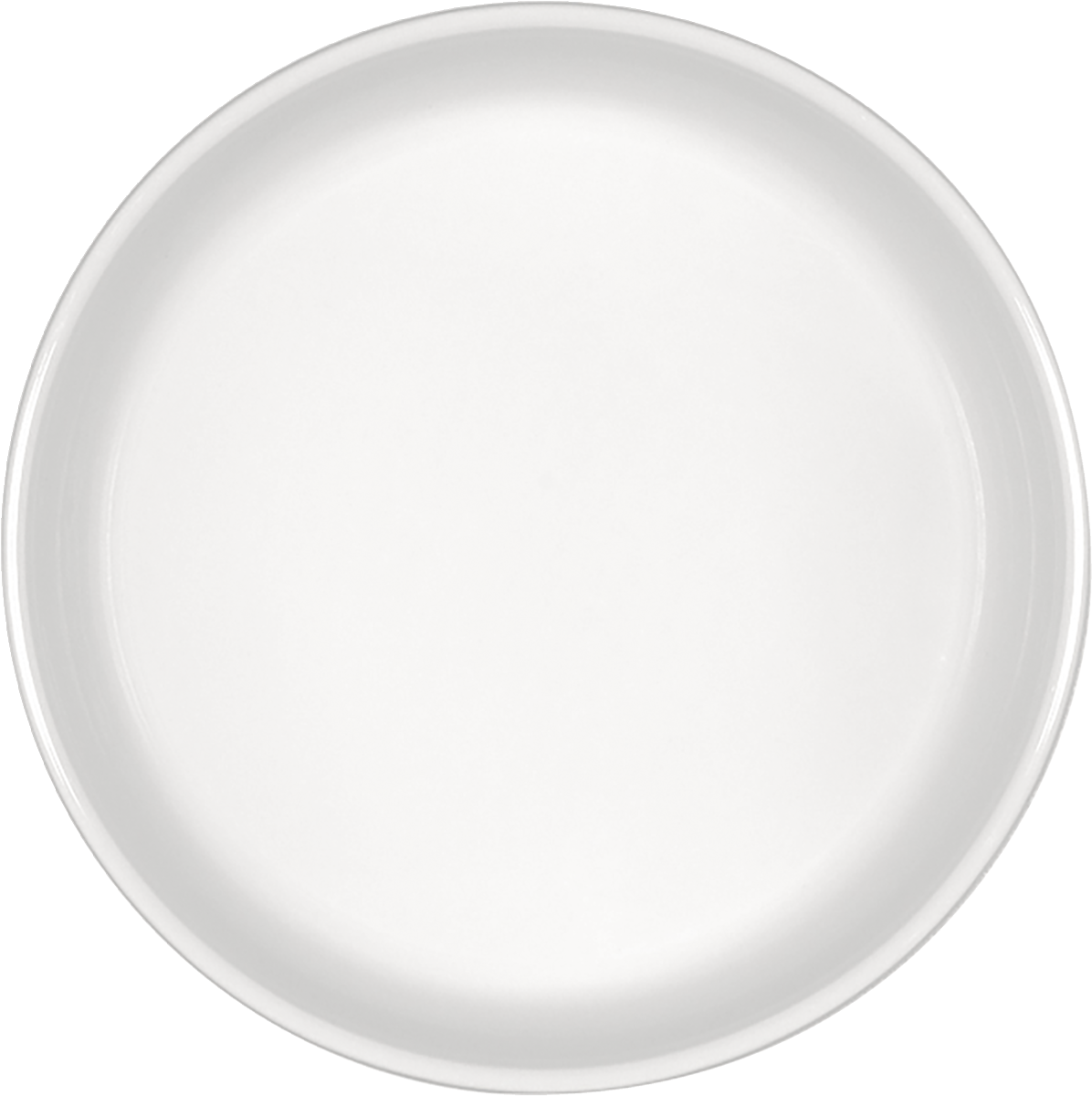 Weiße, runde Porzellanschale, seitlich.