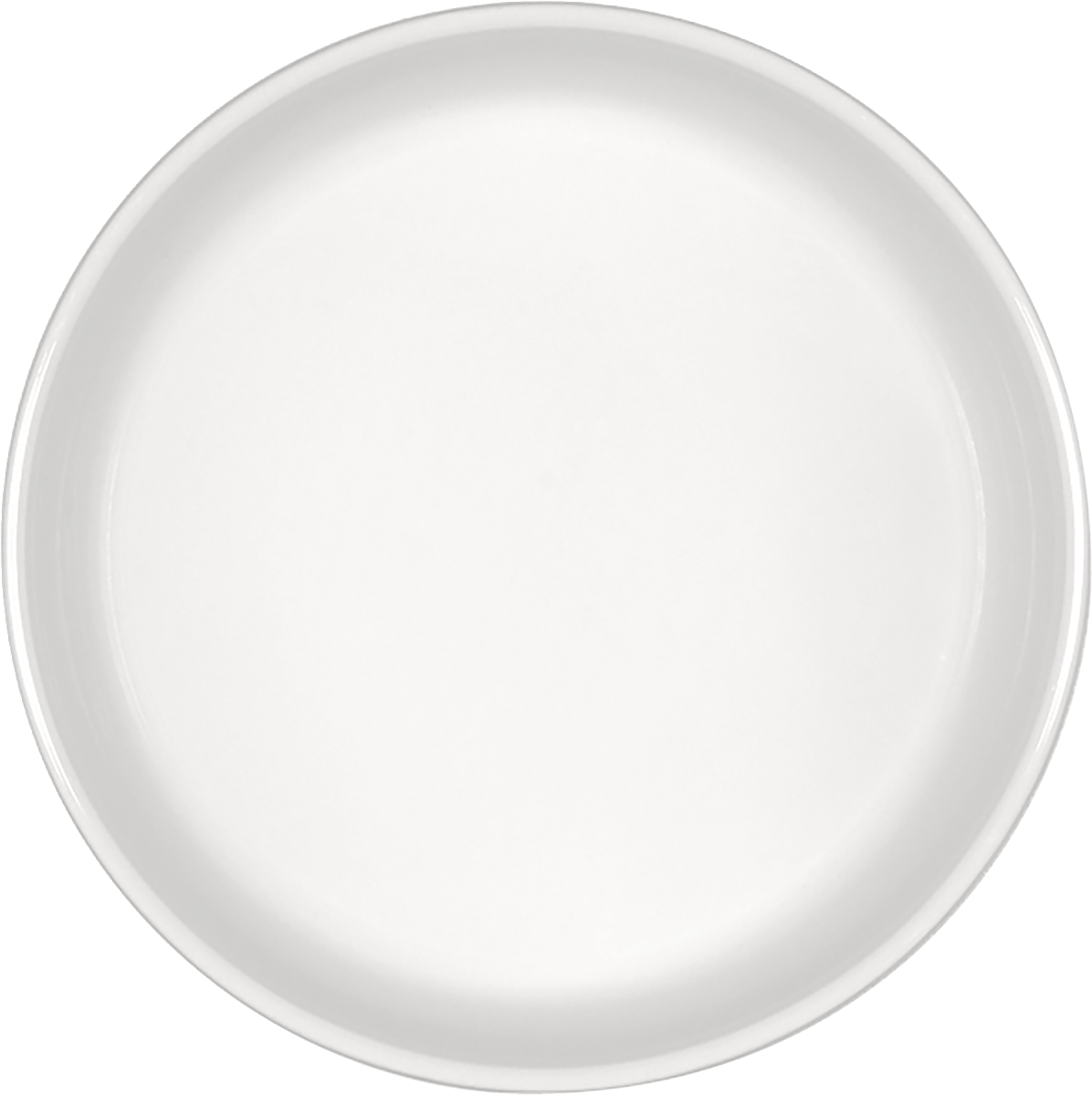 Weiße, runde Porzellanschale, seitlich.