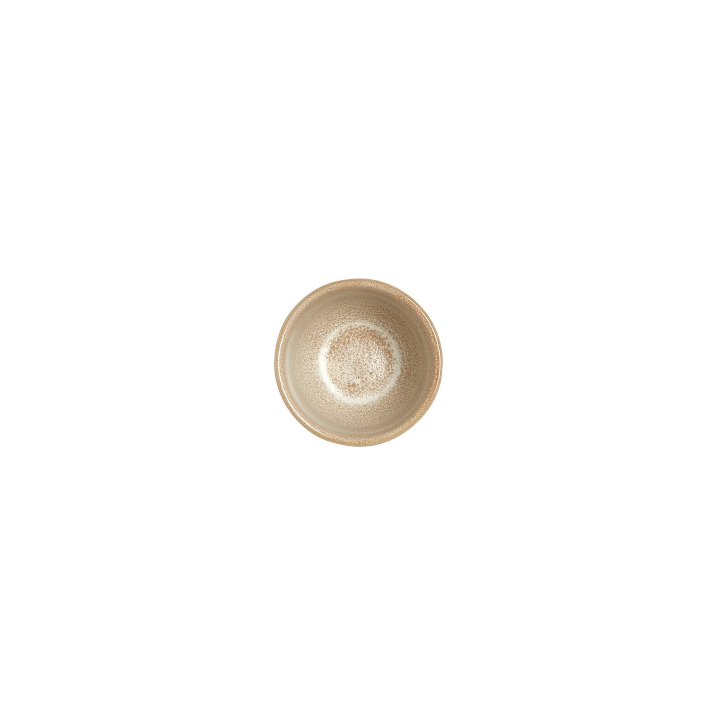 Leerer, beige-rustikaler Teller, Draufsicht.