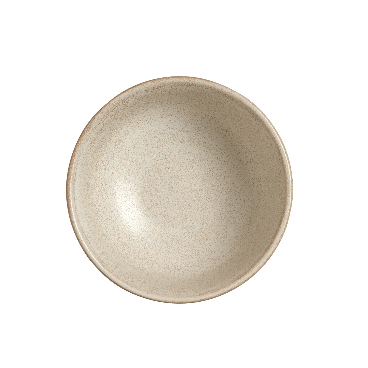 Leere, beige Schüssel von oben.