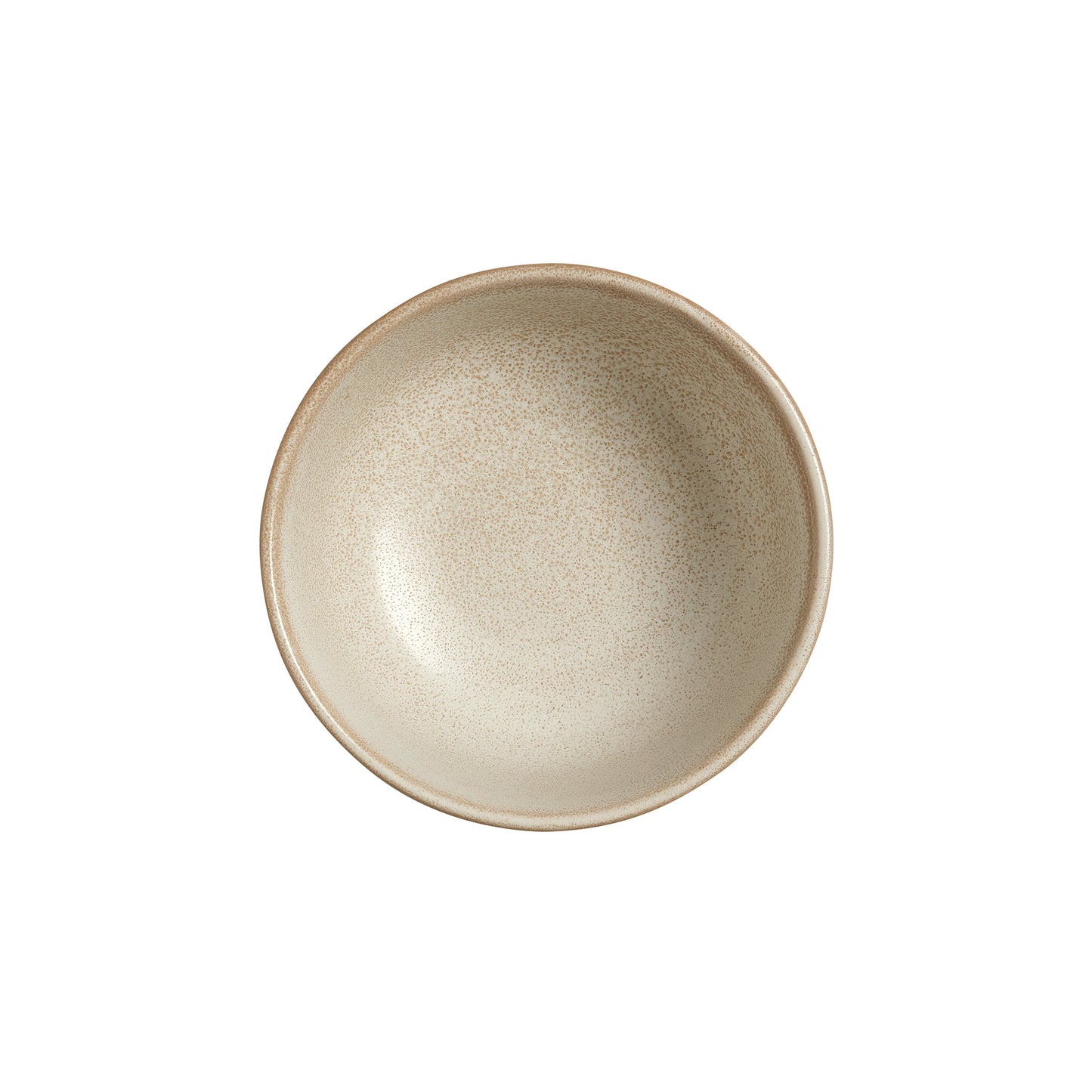 Leere, beige Schüssel von oben.