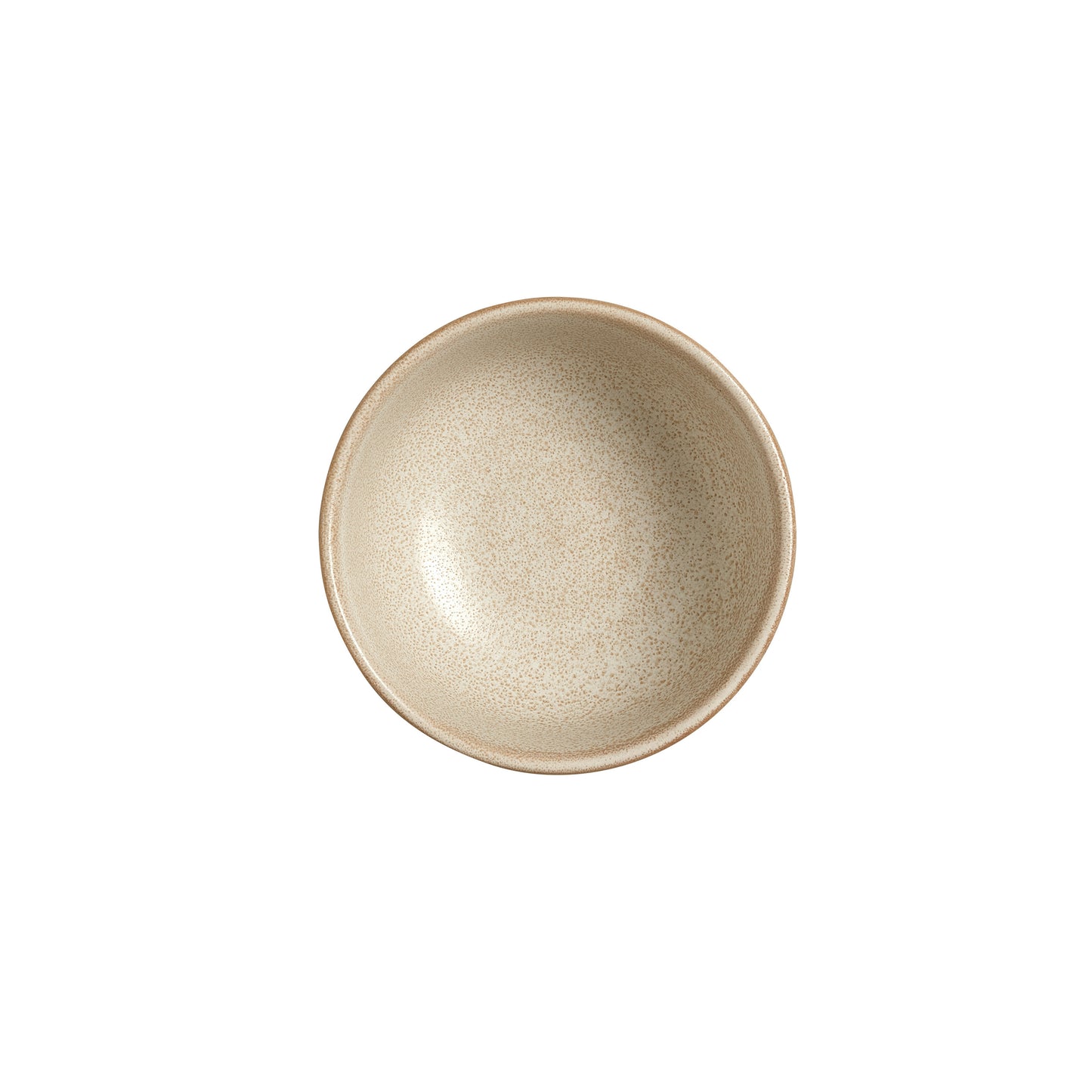 Leere, beige Schüssel von oben.
