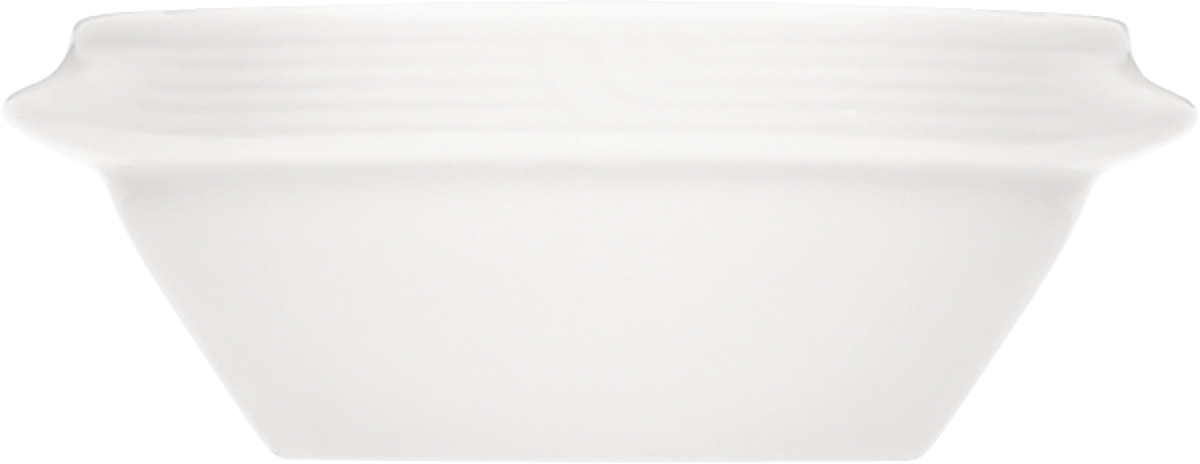 Weiße quadratische Schale, schlicht.