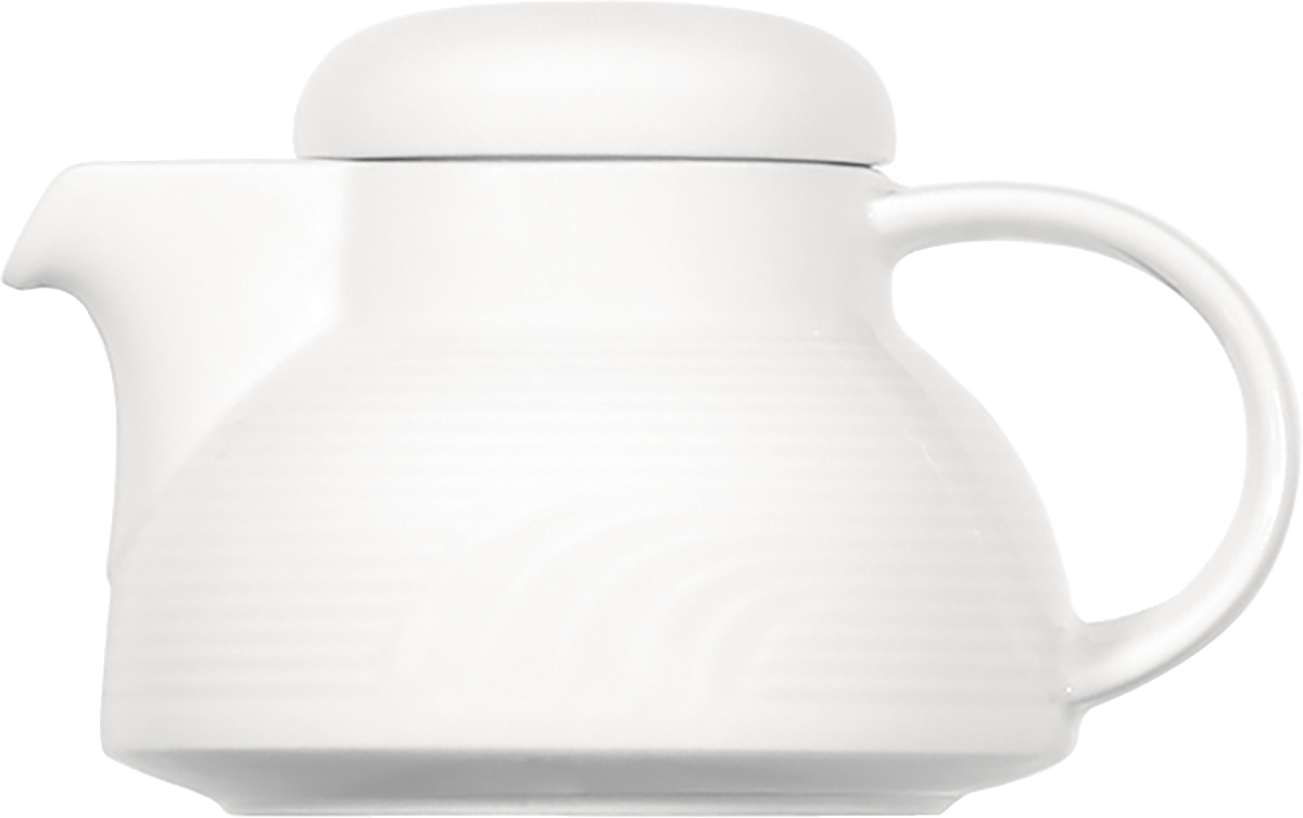 Weiße Teekanne mit Deckel.
