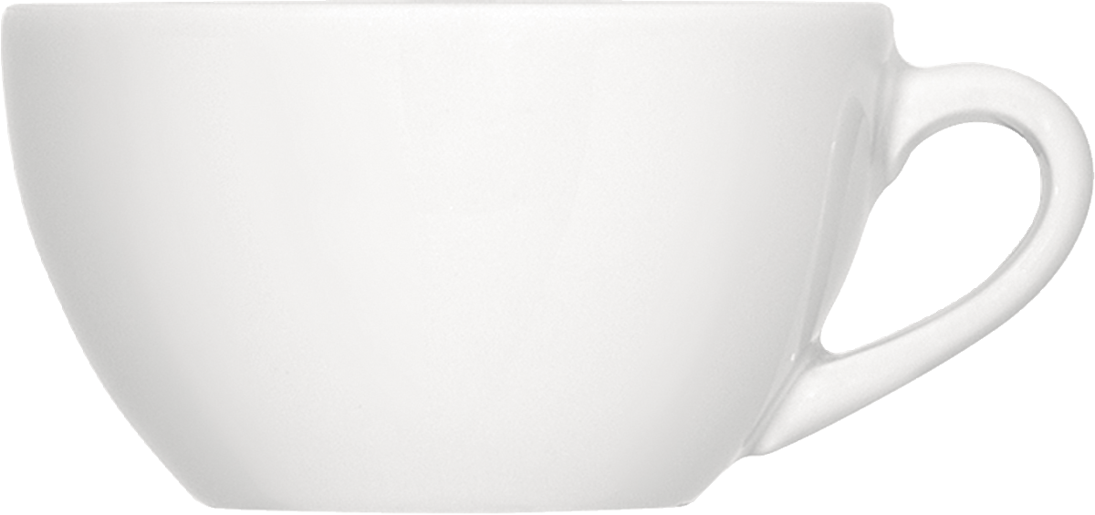 Weiße Tasse ohne Untertasse.