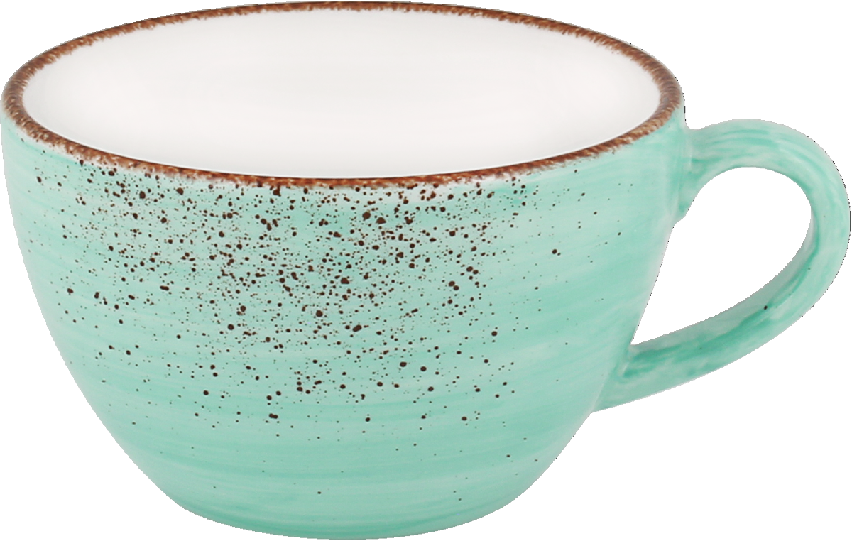 Blaue Kaffeetasse mit Sprenkeln
