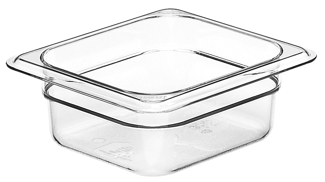 Transparente GN-Behälter aus Kunststoff.
