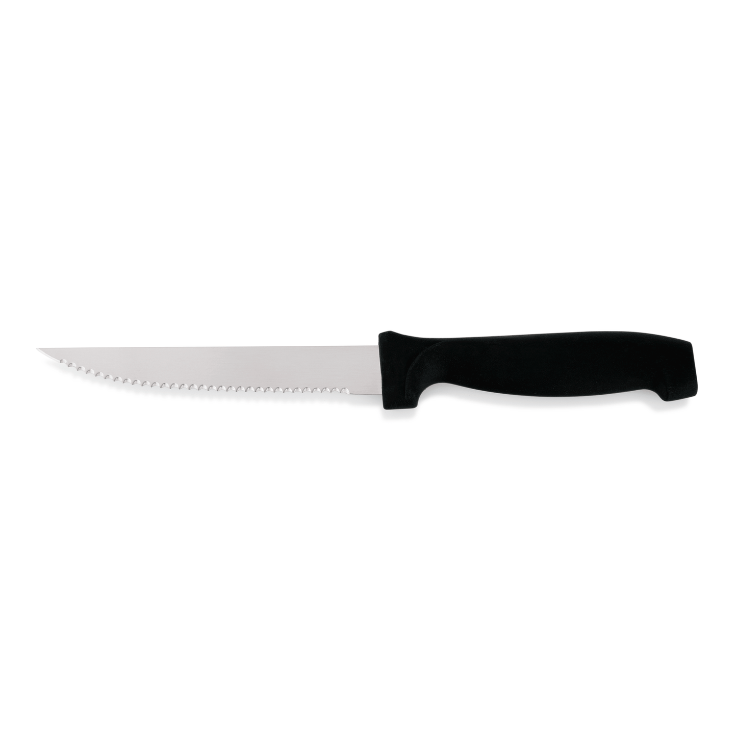 Schwarzes Messer mit Wellenschliff.
