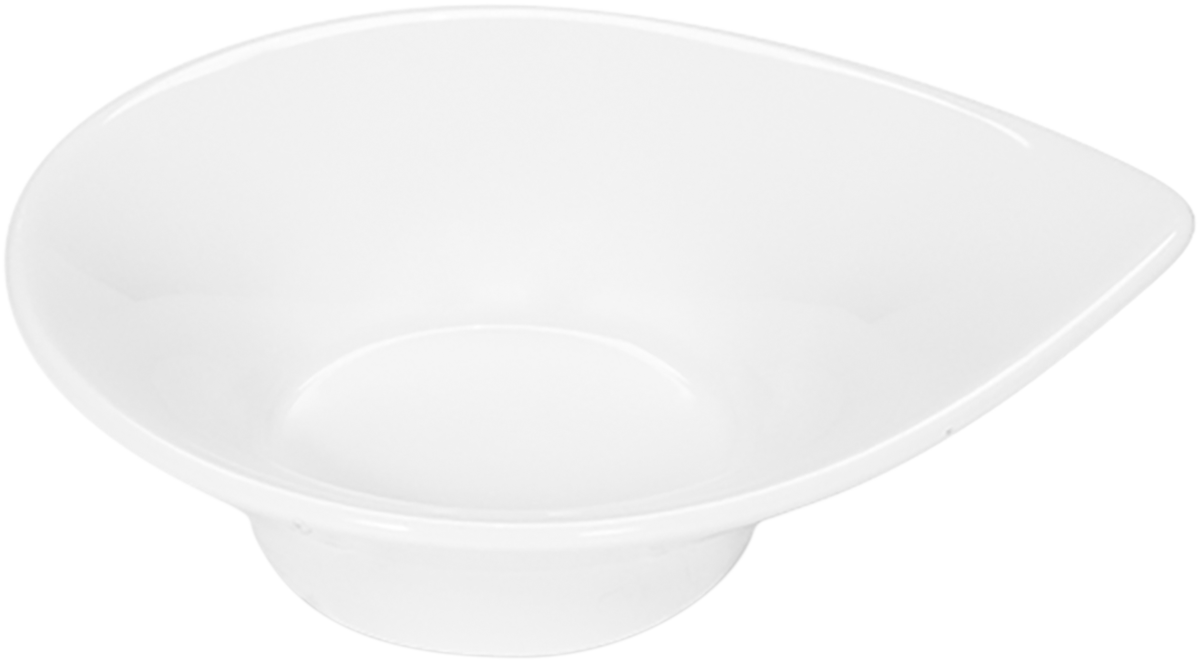 Weiße, moderne Porzellanschale, asymmetrisch.
