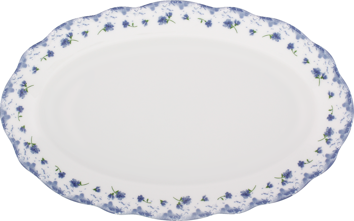 Blaue Blumenrand, Servierteller, Porzellan