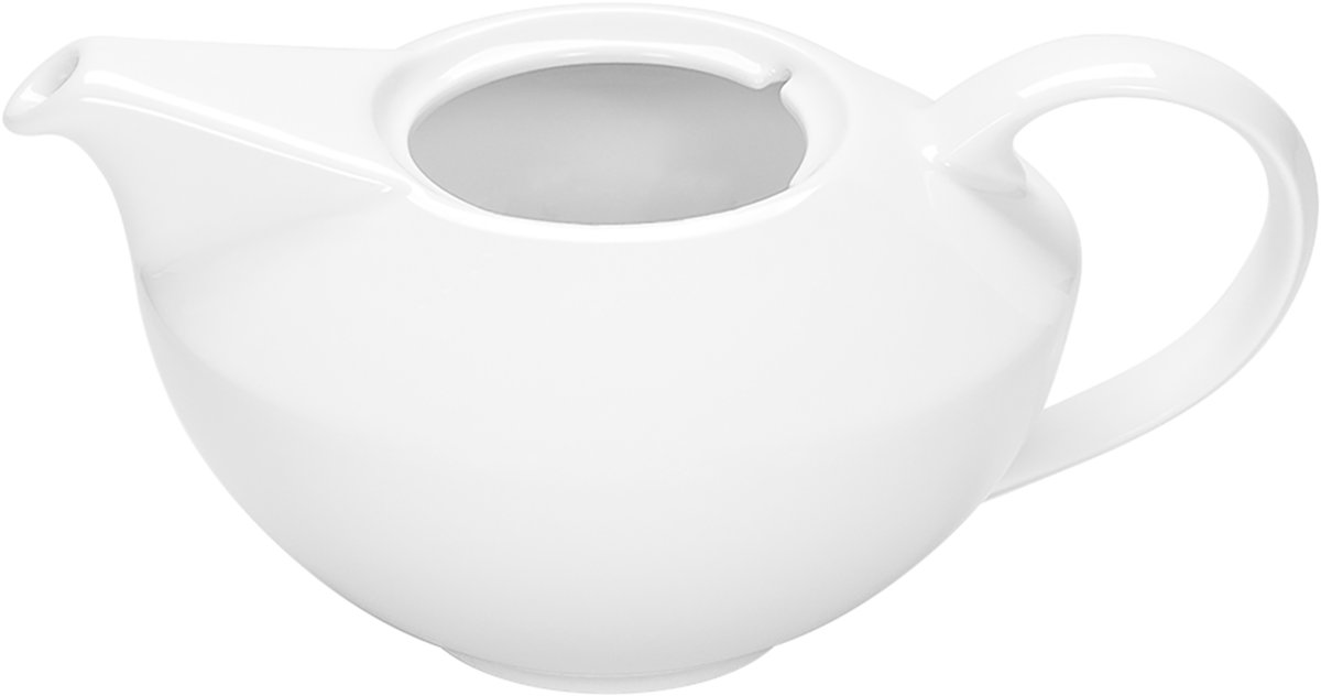 Weiße Teekanne aus Porzellan.