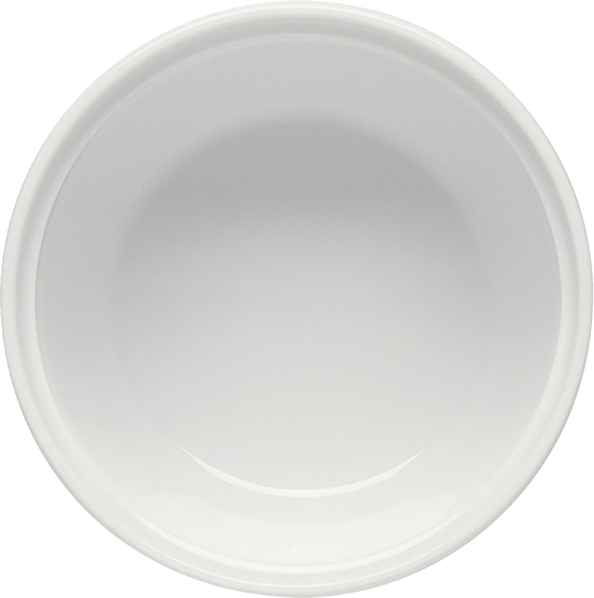 Weiße, minimalistische Porzellanschale, frontal.