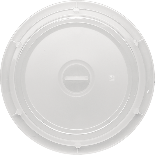 Transparenter Kunststoffdeckel für Behälter.