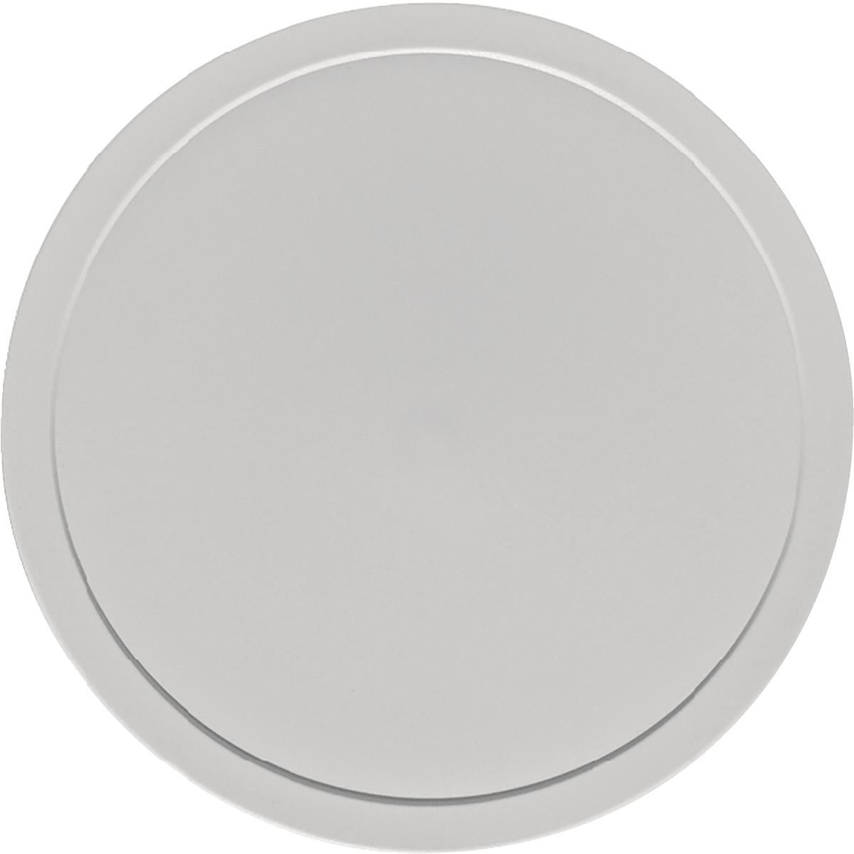 Runder, weißer Porzellanteller, schlicht.