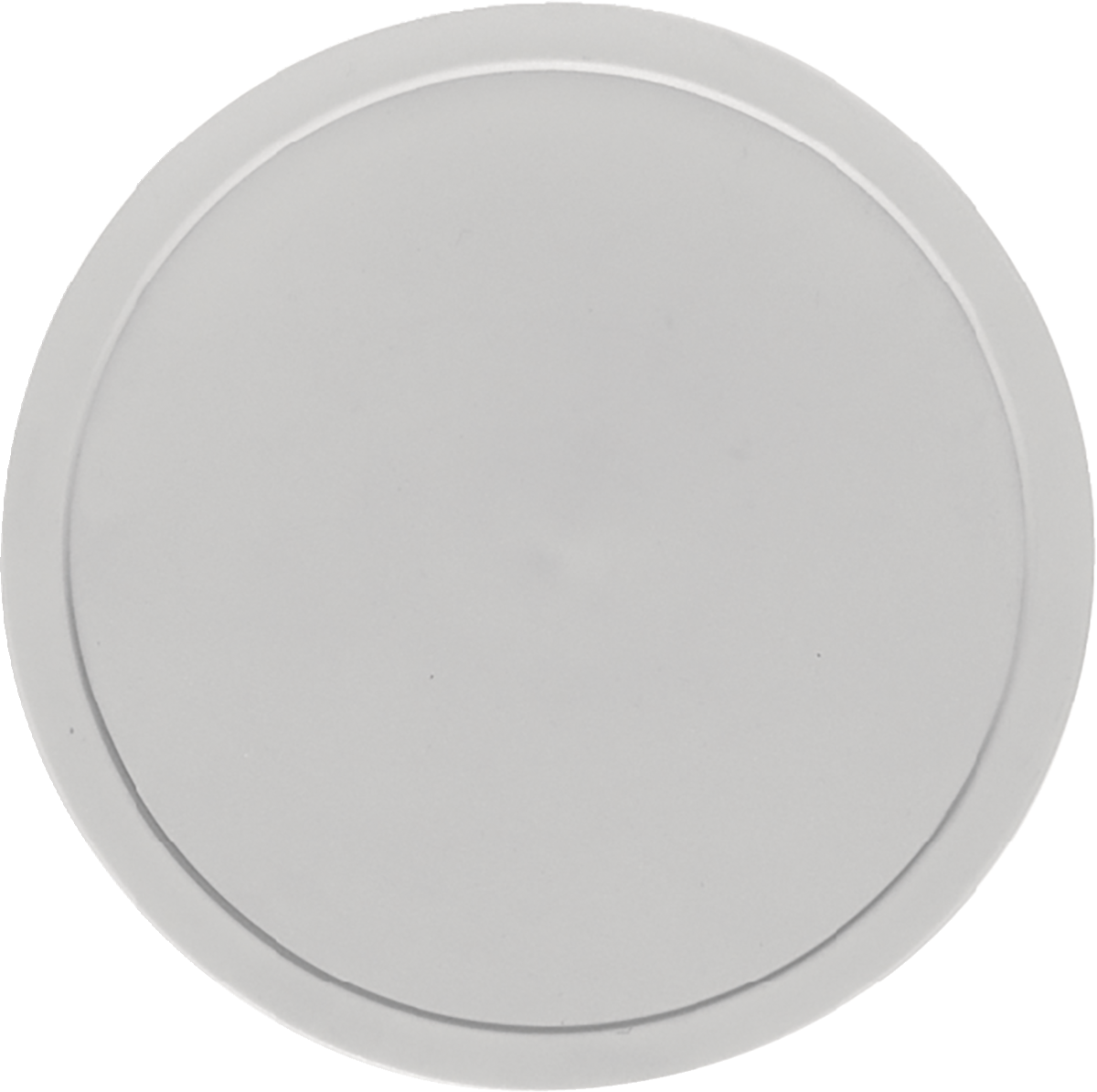 Weißer, runder Porzellanteller, obenansicht.