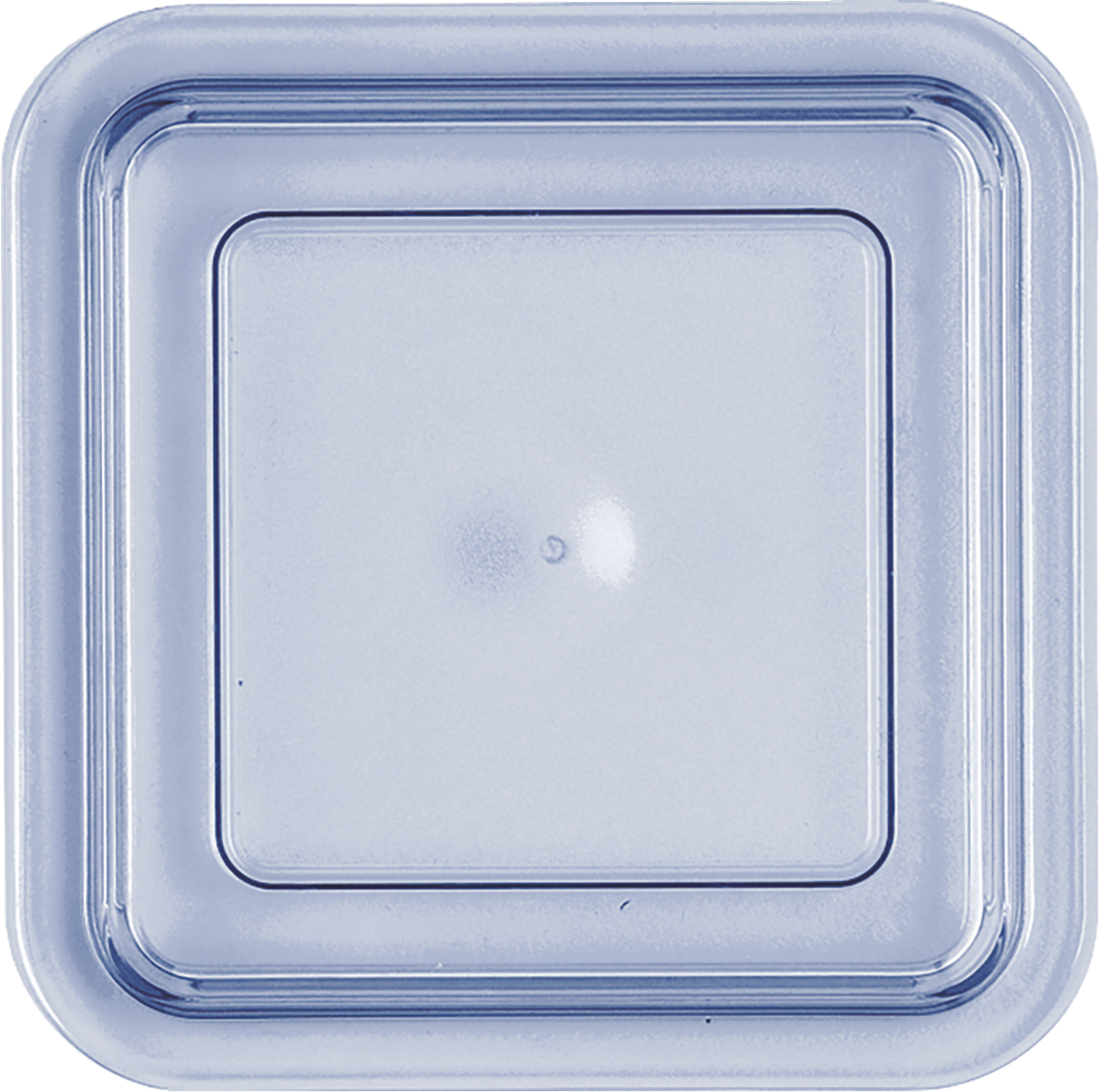 Quadratischer transparenter Kunststoffdeckel.