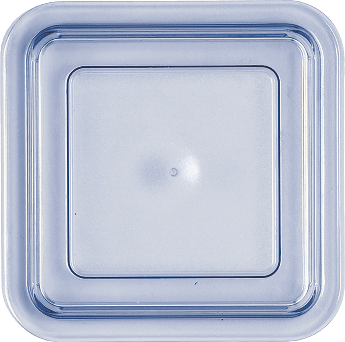 Quadratischer transparenter Kunststoffdeckel.