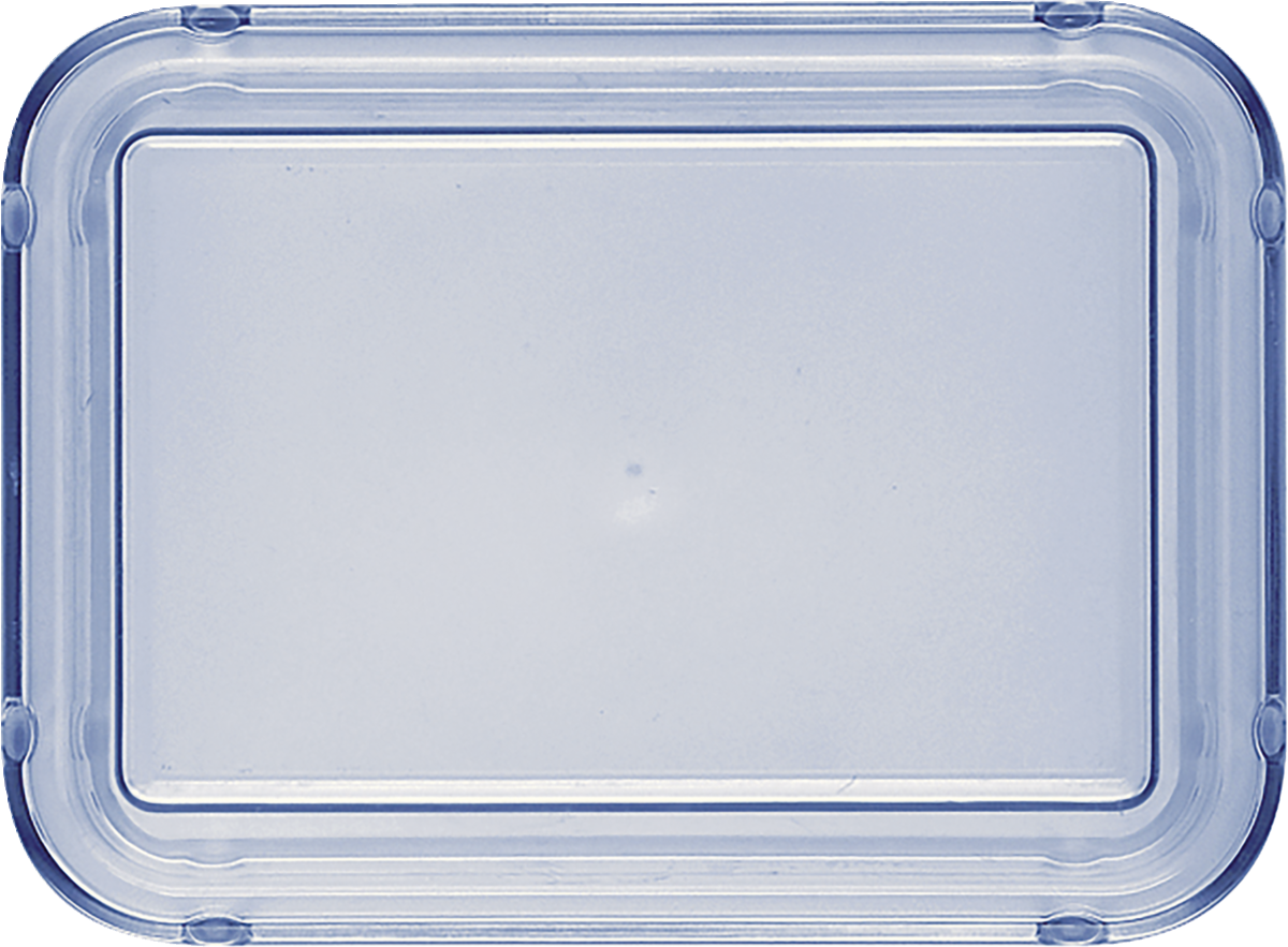 Transparenter Kunststoffbehälter mit Deckel.