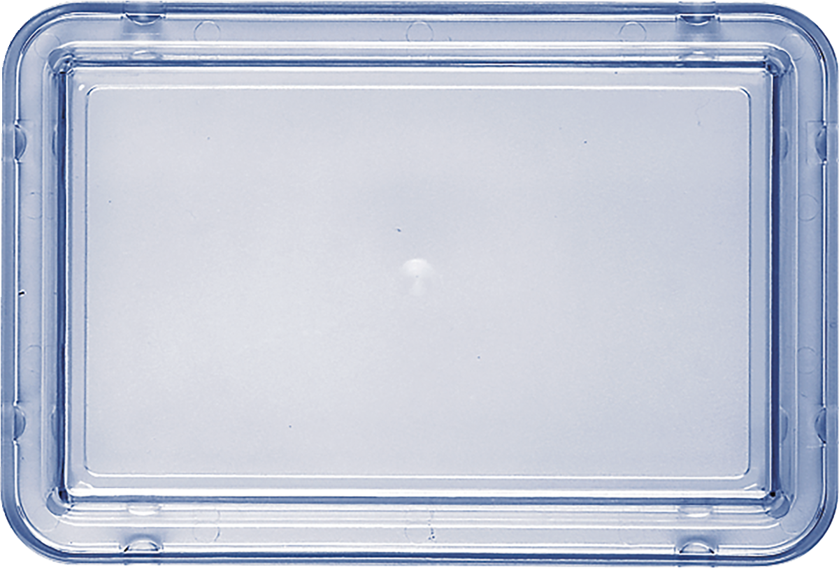 Transparenter Kunststoffbehälter mit Deckel.