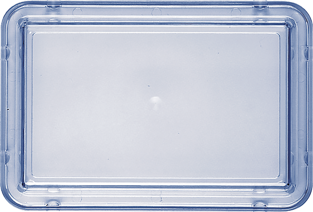 Rechteckiger transparenter Kunststoffdeckel.