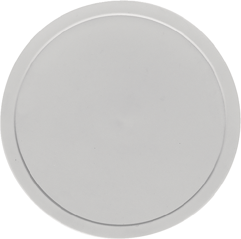 Weißer, runder Teller, Draufsicht.