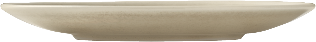 Beige Untertasse mit Doppelmulde.