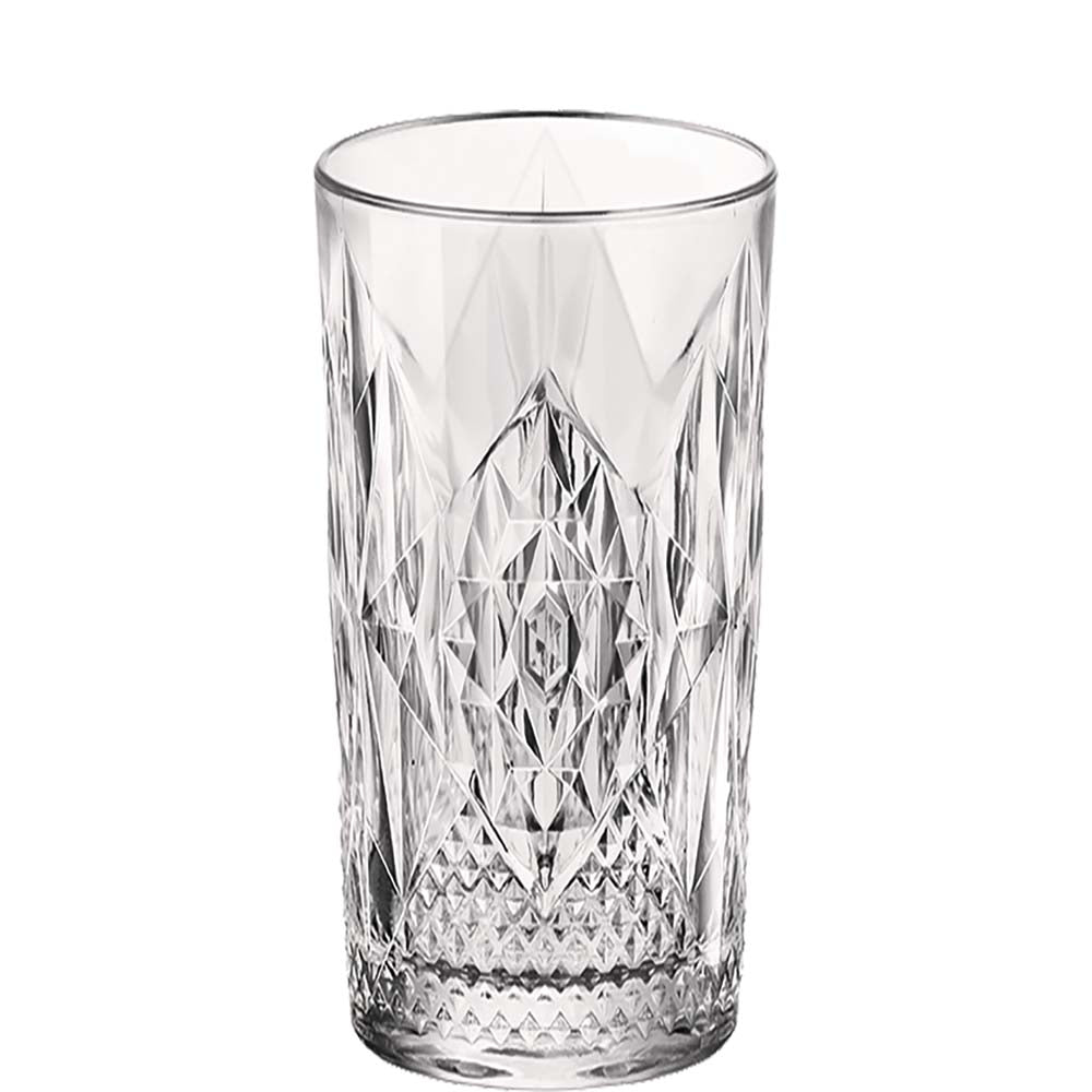 Kristallglas mit geometrischem Muster.