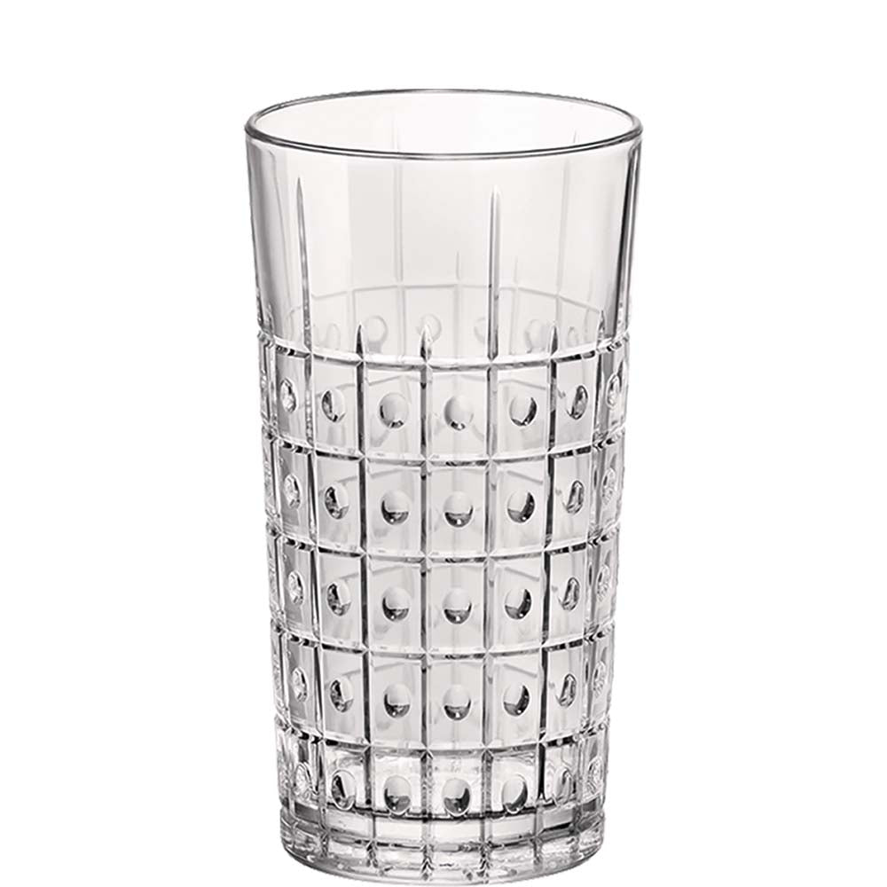 Glas mit quadratischem Muster