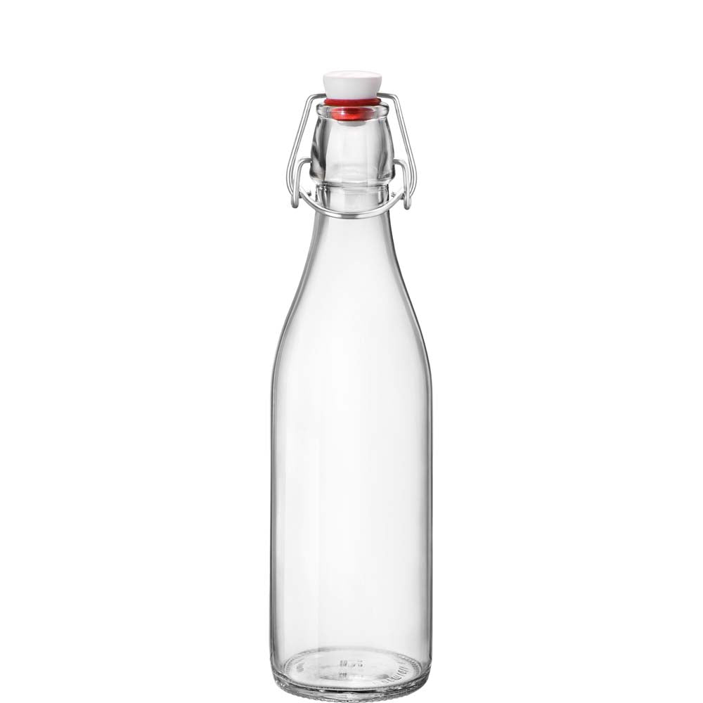 Glasflasche mit Bügelverschluss.