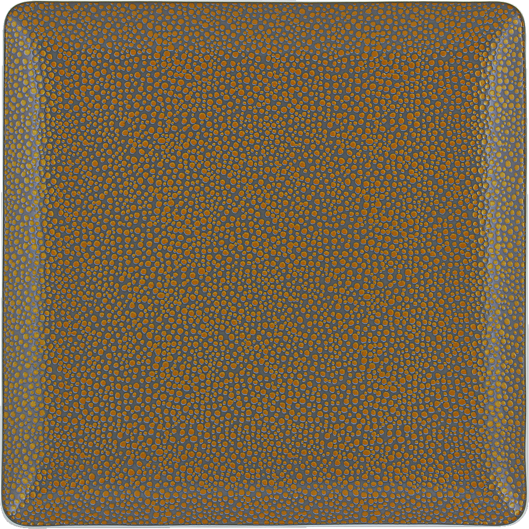 Quadratischer Teller mit Punktmuster.
