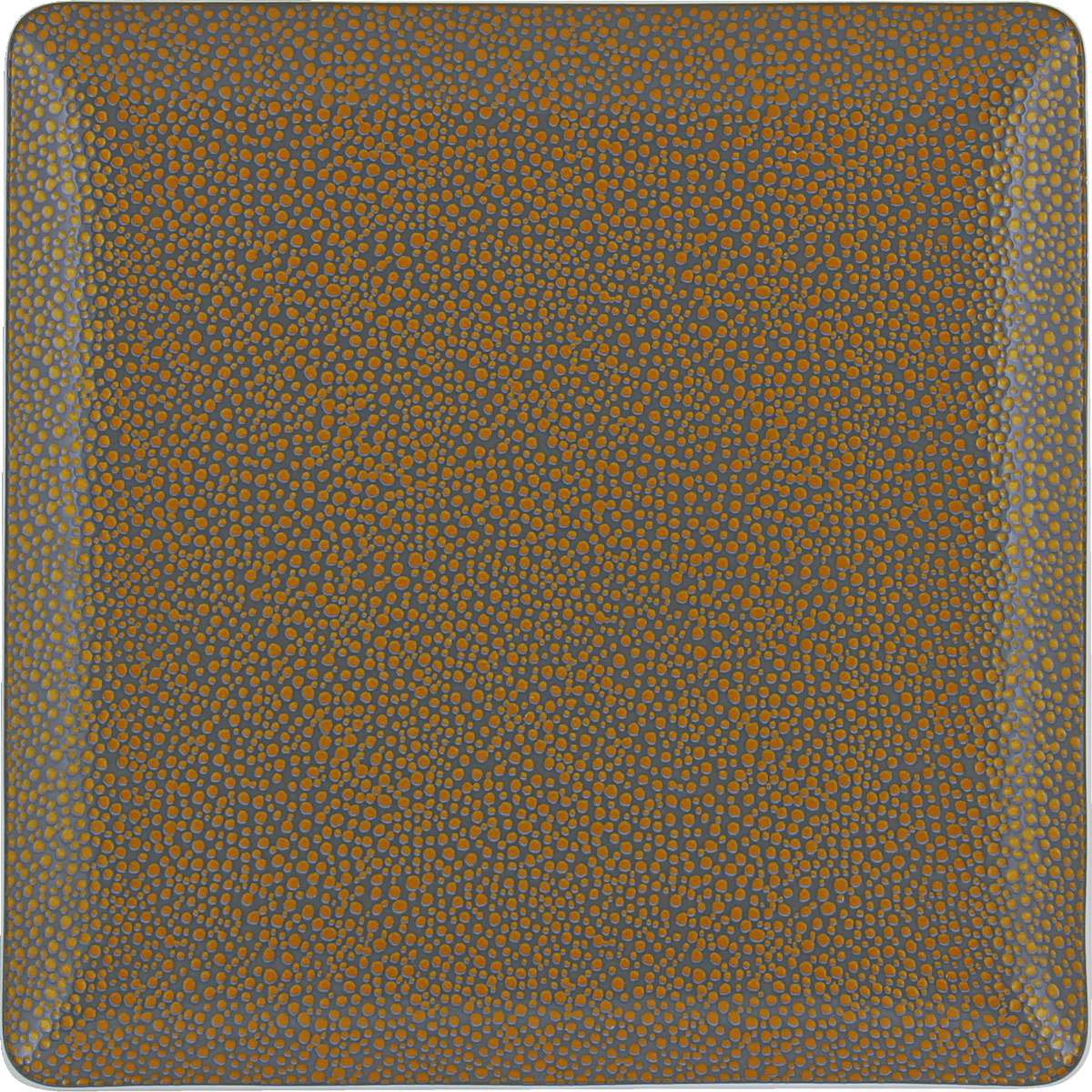 Quadratischer Teller mit Punktmuster.