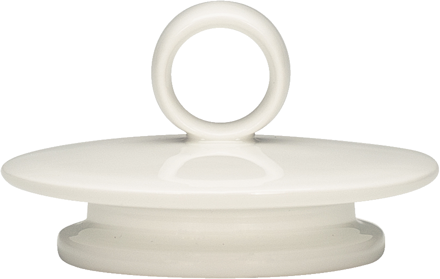 Porzellandeckel mit Griff, weiß.