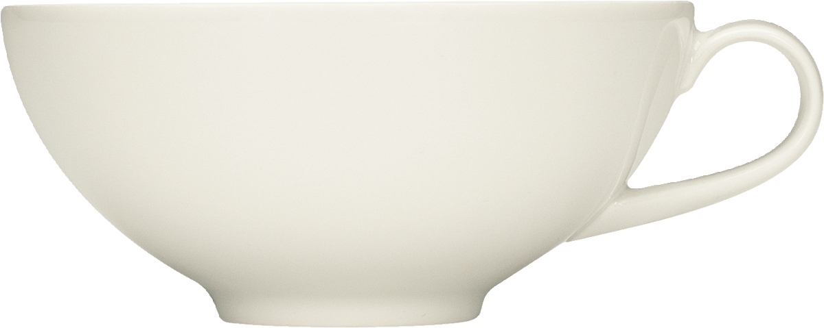 Weiße Tasse, seitliche Ansicht.