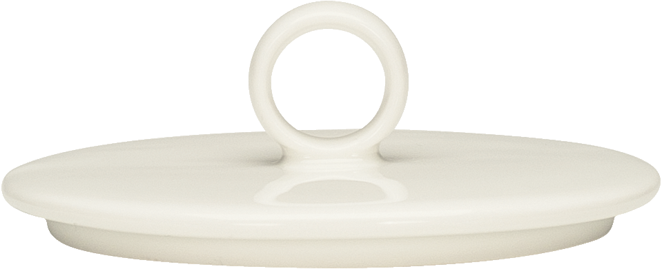 Porzellandeckel mit Grifföffnung.