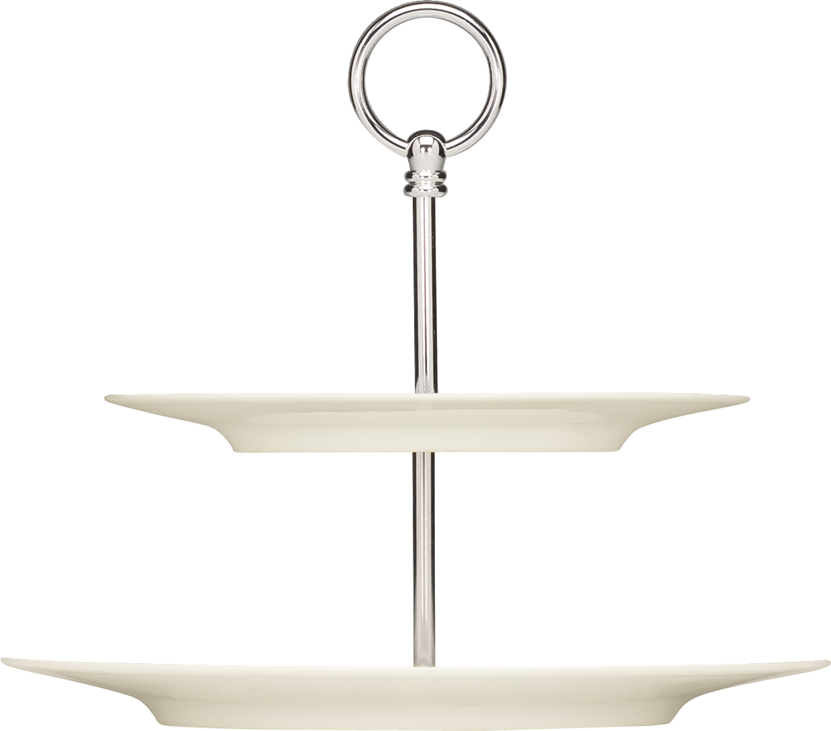 Zweistöckige Etagere mit Griff.