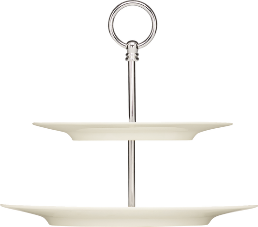 Zweistöckige Etagere mit Griff.