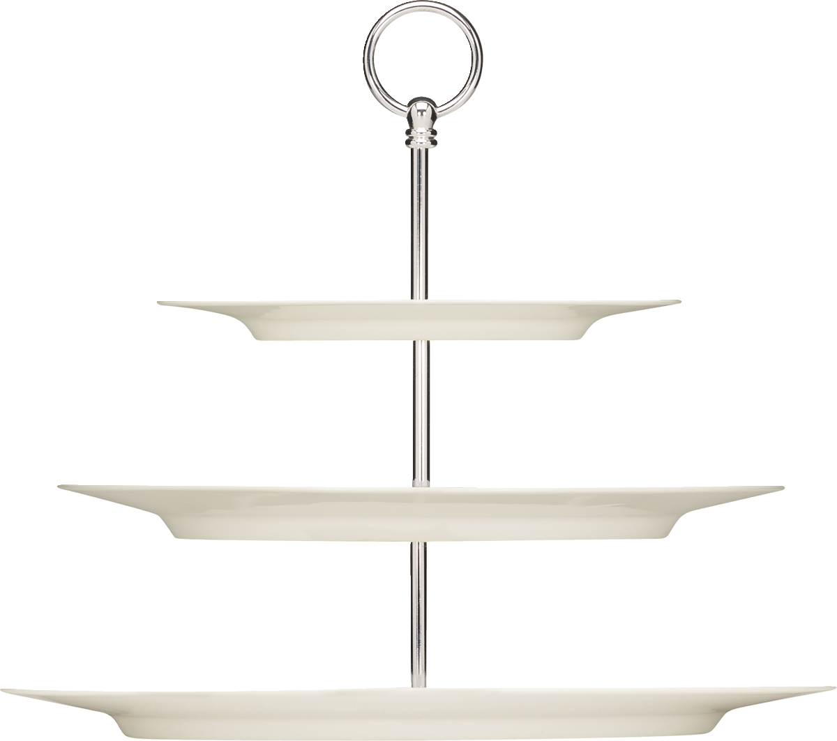 Dreistöckige Etagere aus Porzellan.