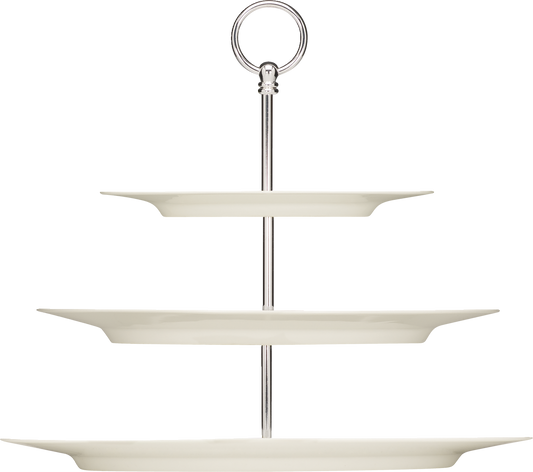 Dreistöckige Etagere aus Porzellan.